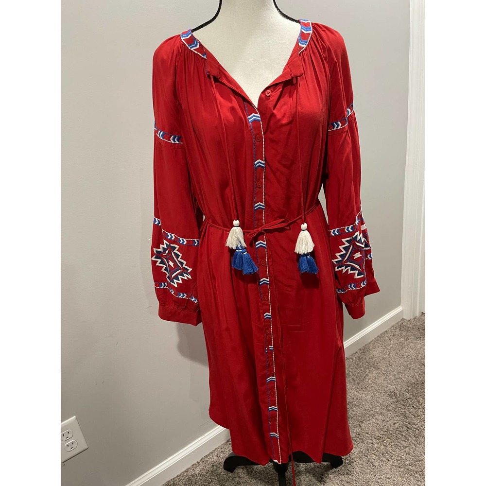 Boho Southwest embroidered detail dress Loft brand
